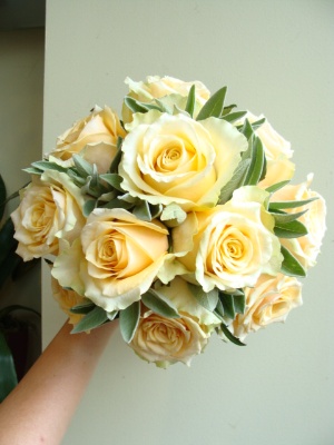 Apricot rose and sage posy